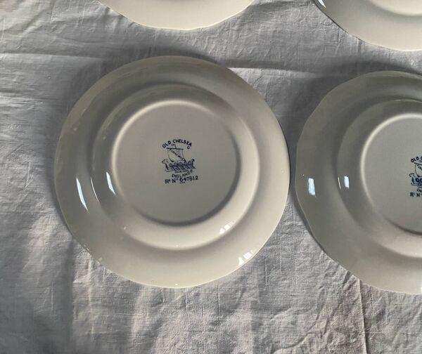 6 assiettes plates Old Chelsea Furnivals anciennes