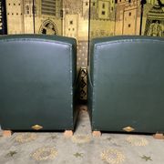 Pair of Poltrona Frau Green Leather Club Armchairs Limited Edition