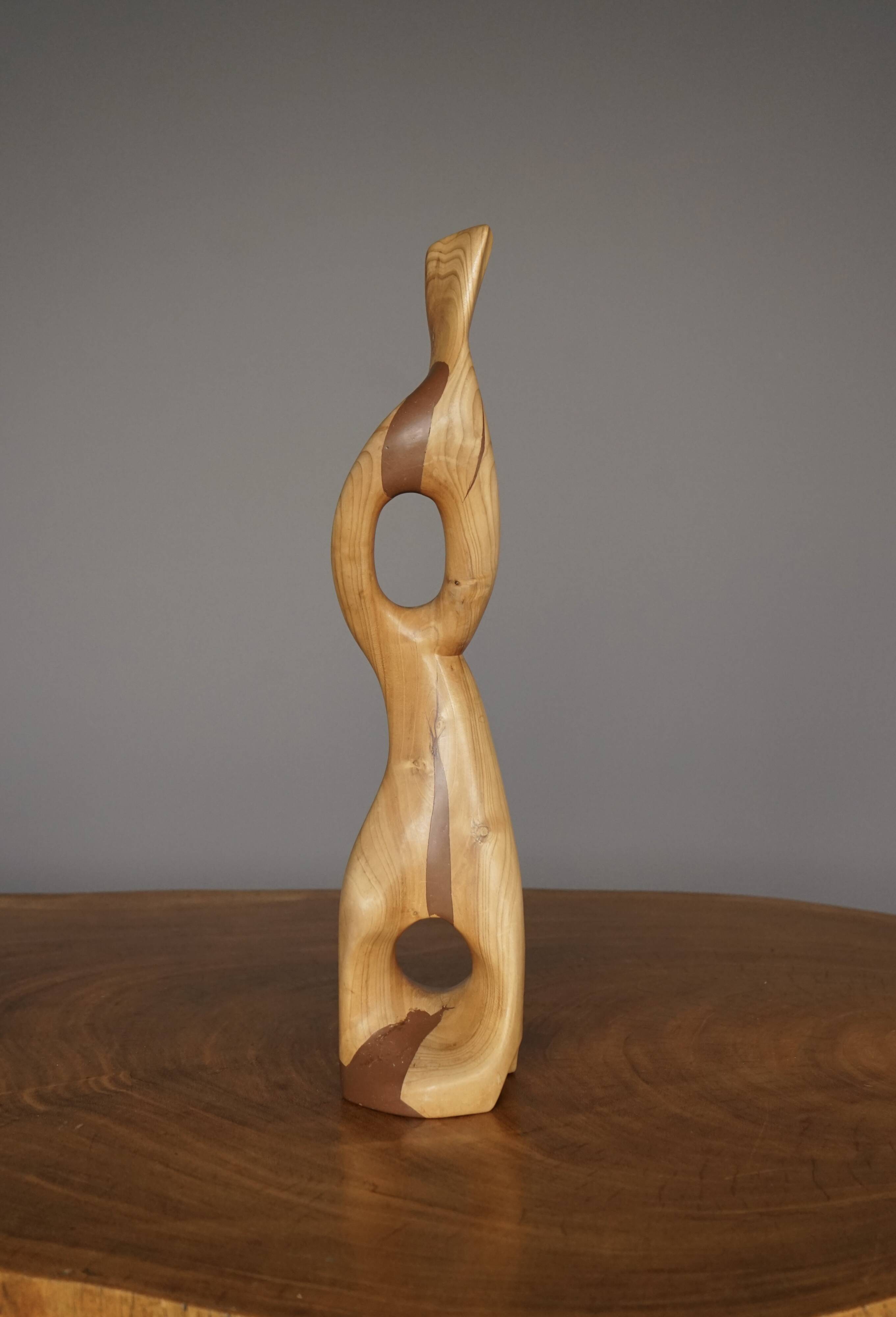 Sculpture abstraite en bois sculpté du milieu du siècle, 1968