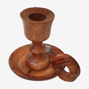 Hand candlestick olive wood