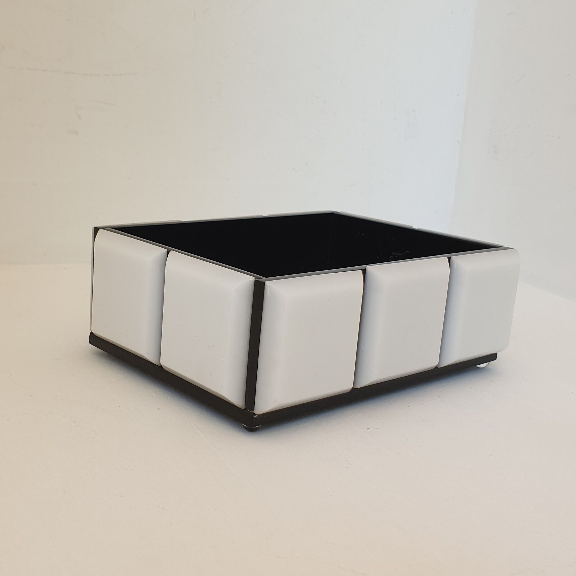 Art Deco black and white bakelite catchall