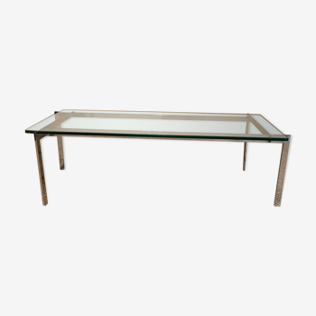 Coffee table 70 by Paolo Tilche, in very thick glass and chrome