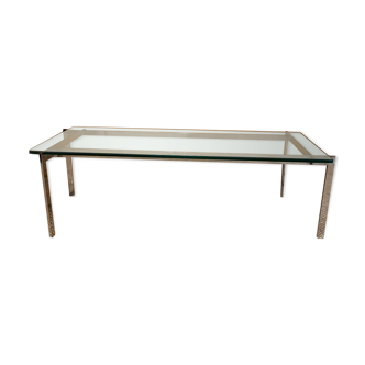 Coffee table 70 by Paolo Tilche, in very thick glass and chrome