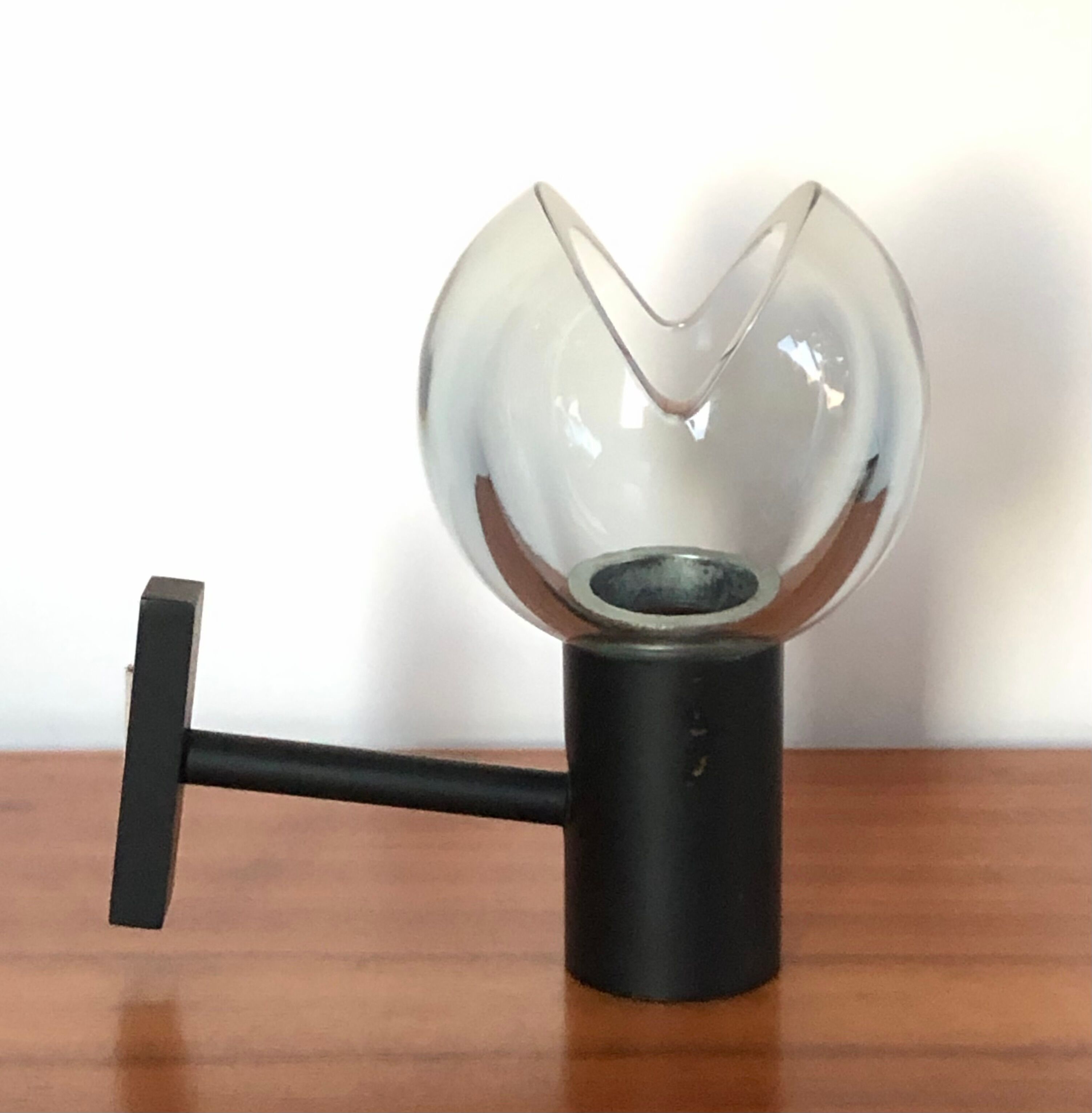 Applique de Flavio Poli en verre de Murano gris, Italie années 70