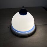 Vintage glass blue and white wall lamp sconce , 1970s