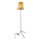 Modernist tripod floor lamp in black metal and cane from the 1950s/1960s.