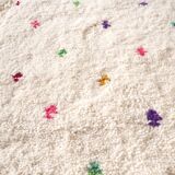 Berber carpet Blessed Ouarain with multicolored and white polka dots in wool