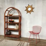 Library in burr rattan wicker natural bamboo old 1950