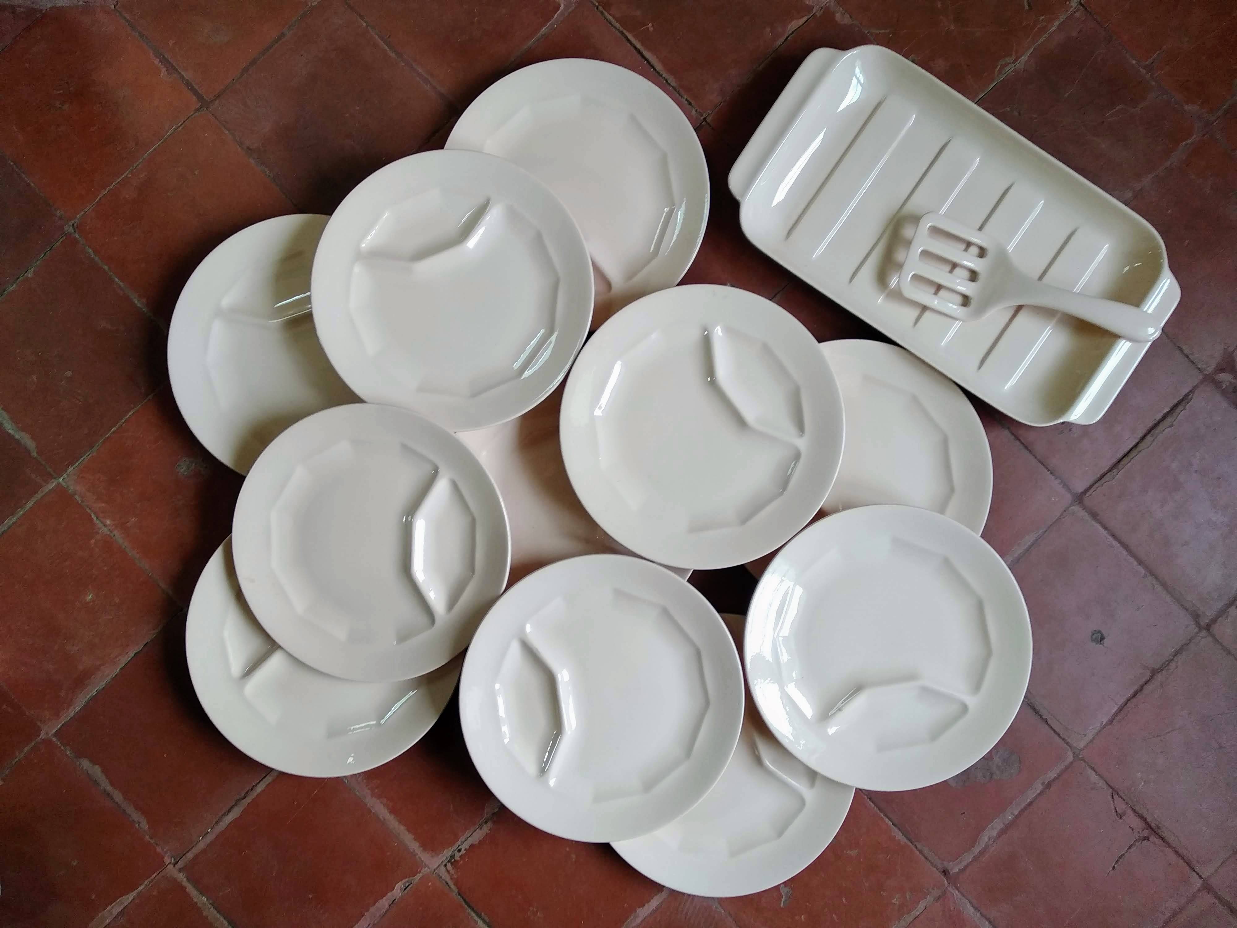 Digoin Sarreguemines Pale Pink Asparagus Set