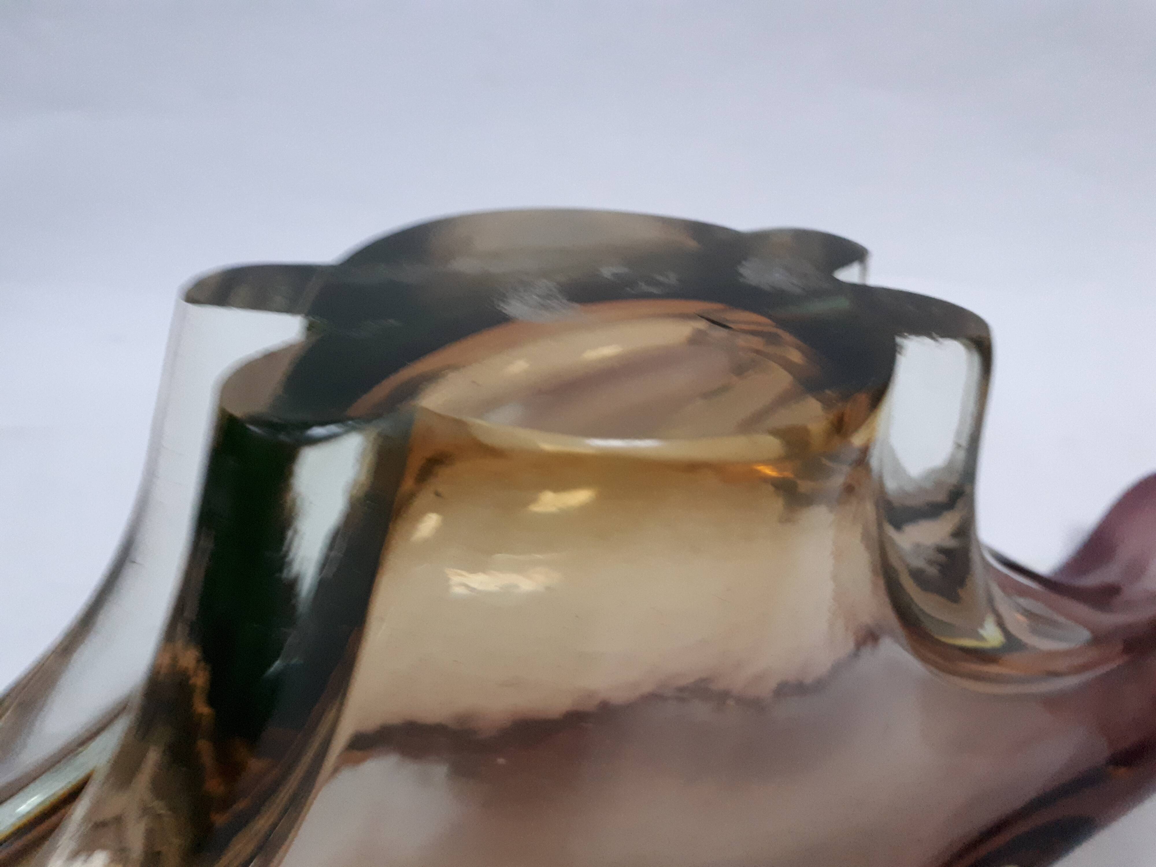 Fruit cup vintage Murano glass 1960 purple yellow