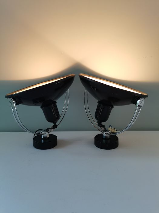 Pair of metal wall lamps 70s
