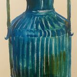 Signed watercolor and ink painting Vase Wabi Sabi collection China