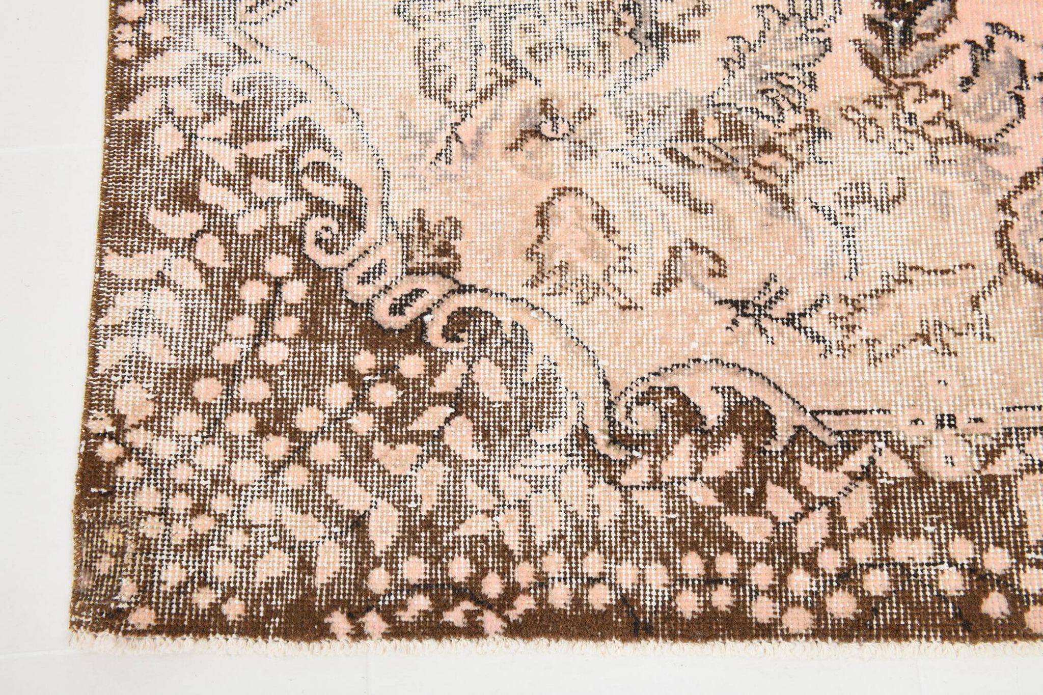 5x9 Brown Beige Classic Floral Handmade Vintage Rug, 167x283Cm SK 5465