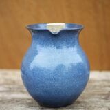 Stoneware wine pitcher with ice cube reserve, stoneware carafe, refresher pitcher