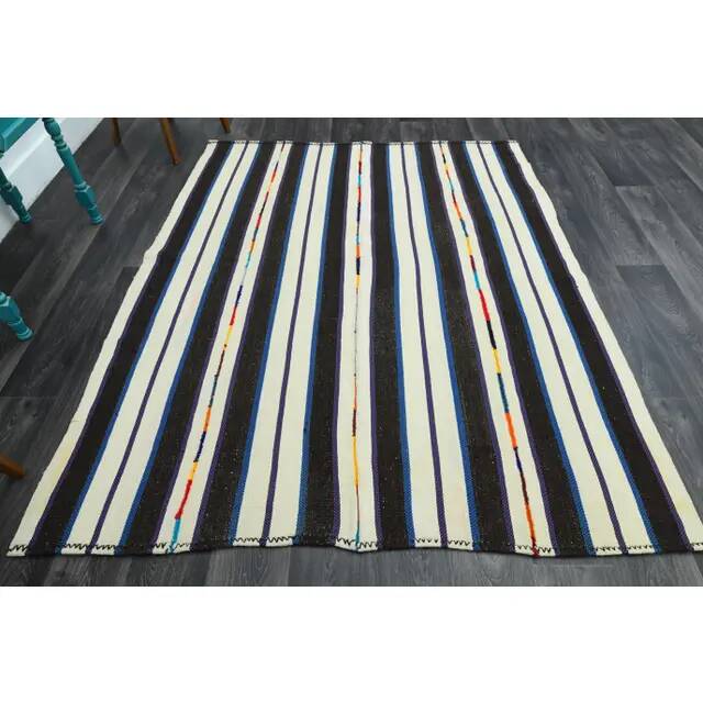 1970s Vintage Turkish Oushak Handmade Wool Cotton Beige Area Rug 178x222