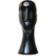 Modernist black ceramic sculpture – stylised head – 1960s