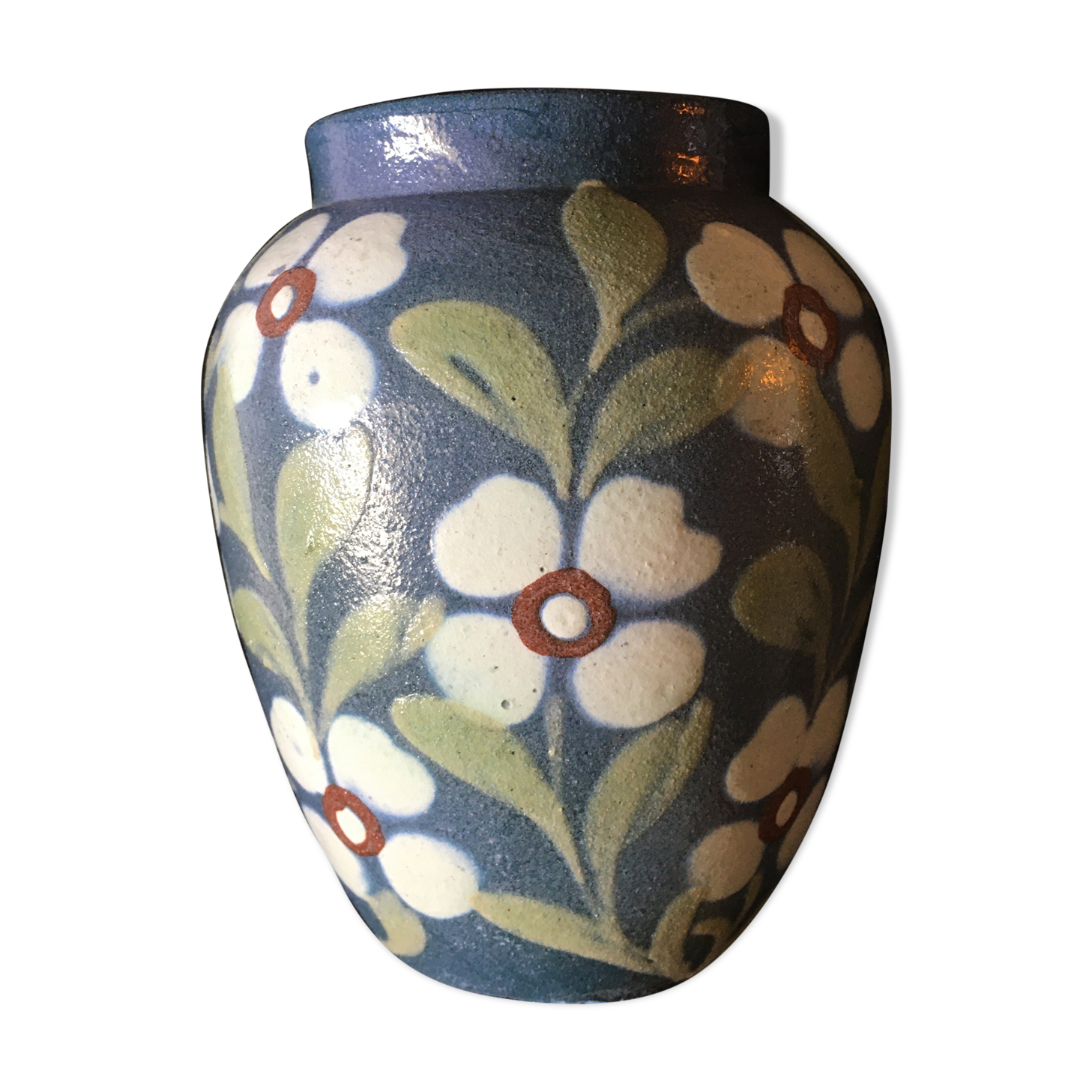 Beautiful vase Flowers Alsace by Jean Carillon Soufflenheim ProdArt