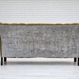 Années 1950-60, canapé danois 3 places, état d'origine, coton/laine, bois de hêtre.