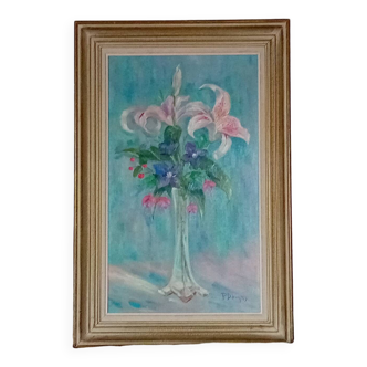 Peinture fleurs années 60