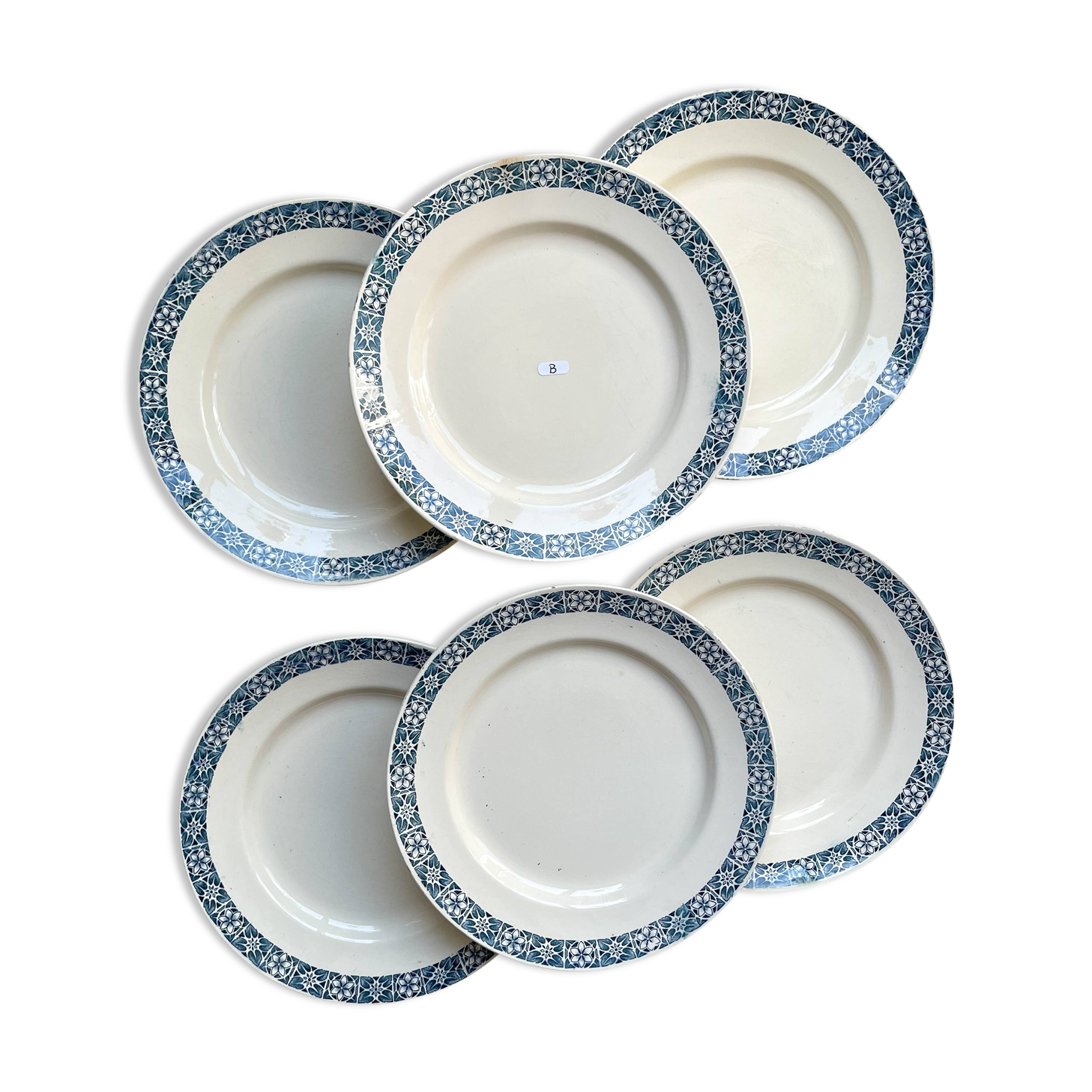 6 Assiettes plates Terre de fer Longchamp modèle René Made in France