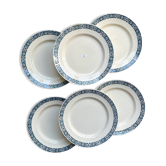 6 Longchamp Terre de fer dinner plates, René model, Made in France