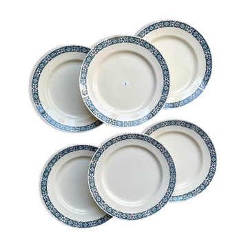 6 Longchamp Terre de fer dinner plates, René model, Made in France