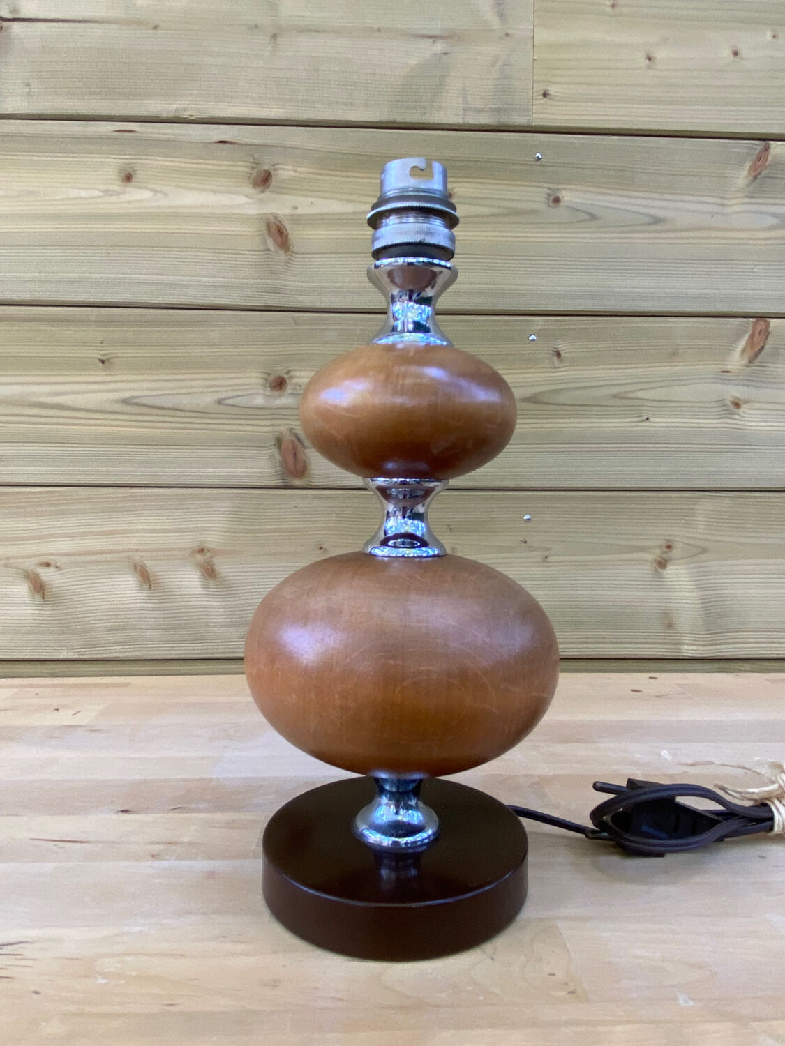 Lamp foot in wood and metal, 70s