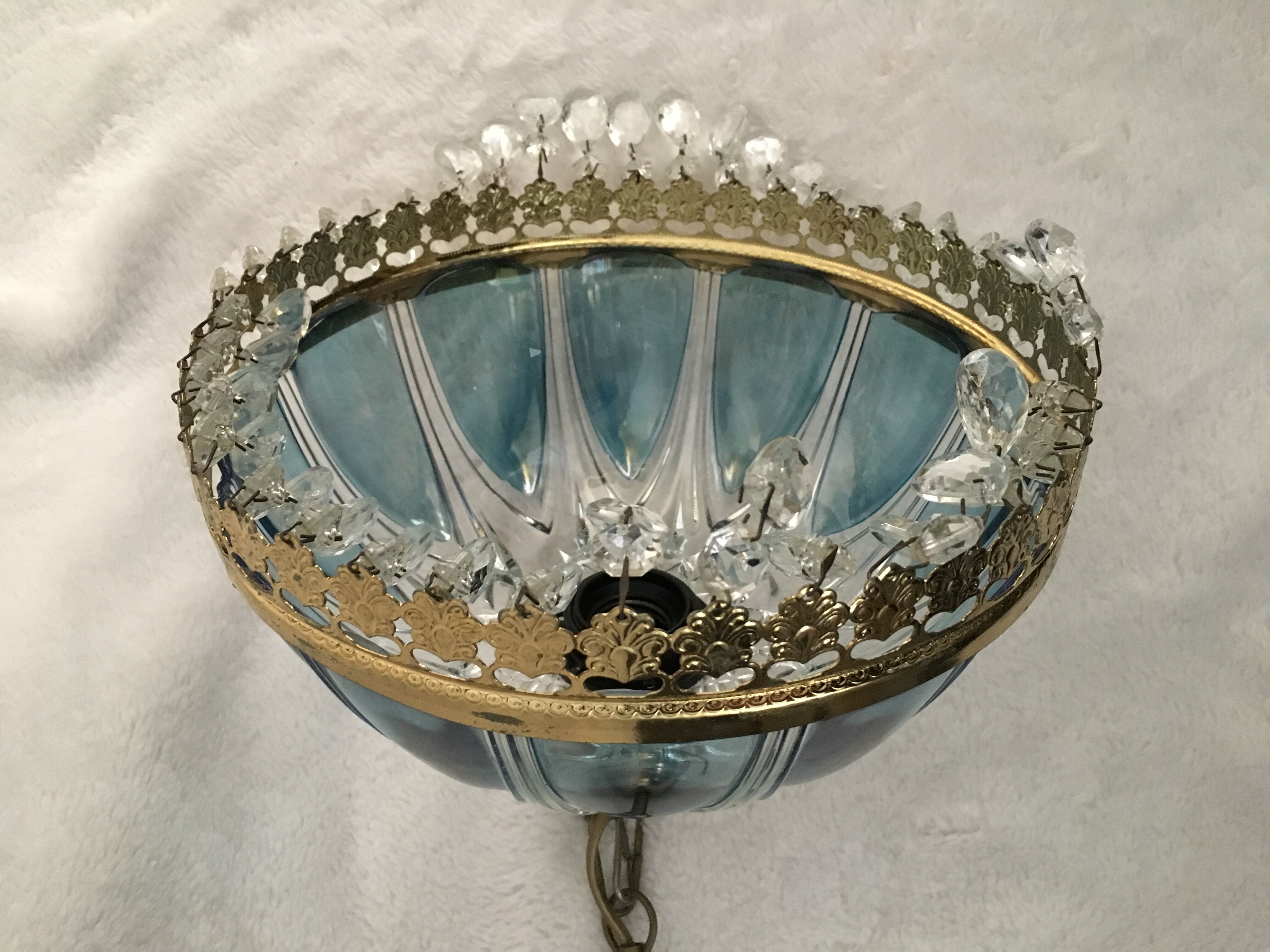 Glass chandelier Blues shabby chic has tassels