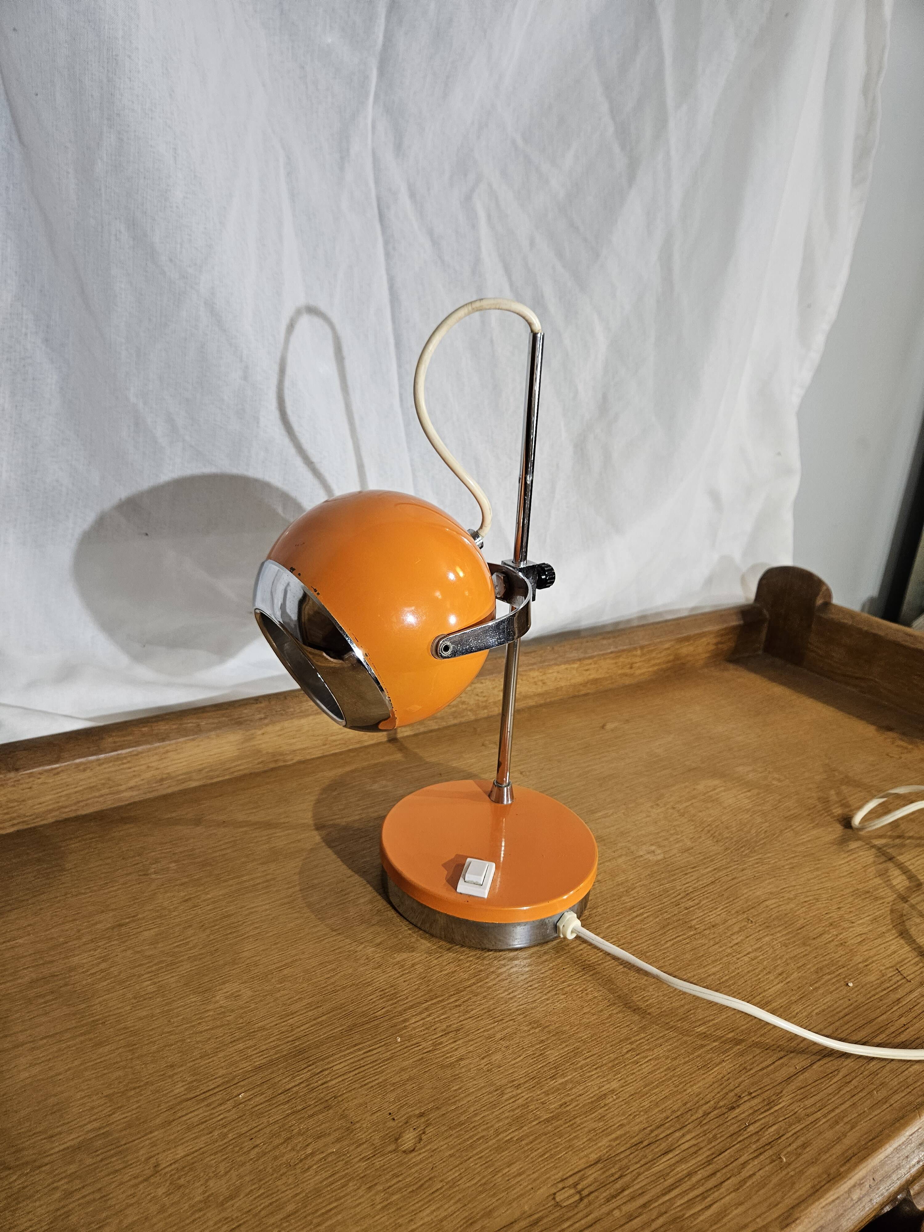 1970 Eyeball orange and chrome desk lamp