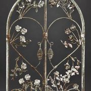 Panneau de fenêtre mural antique en métal forgé français