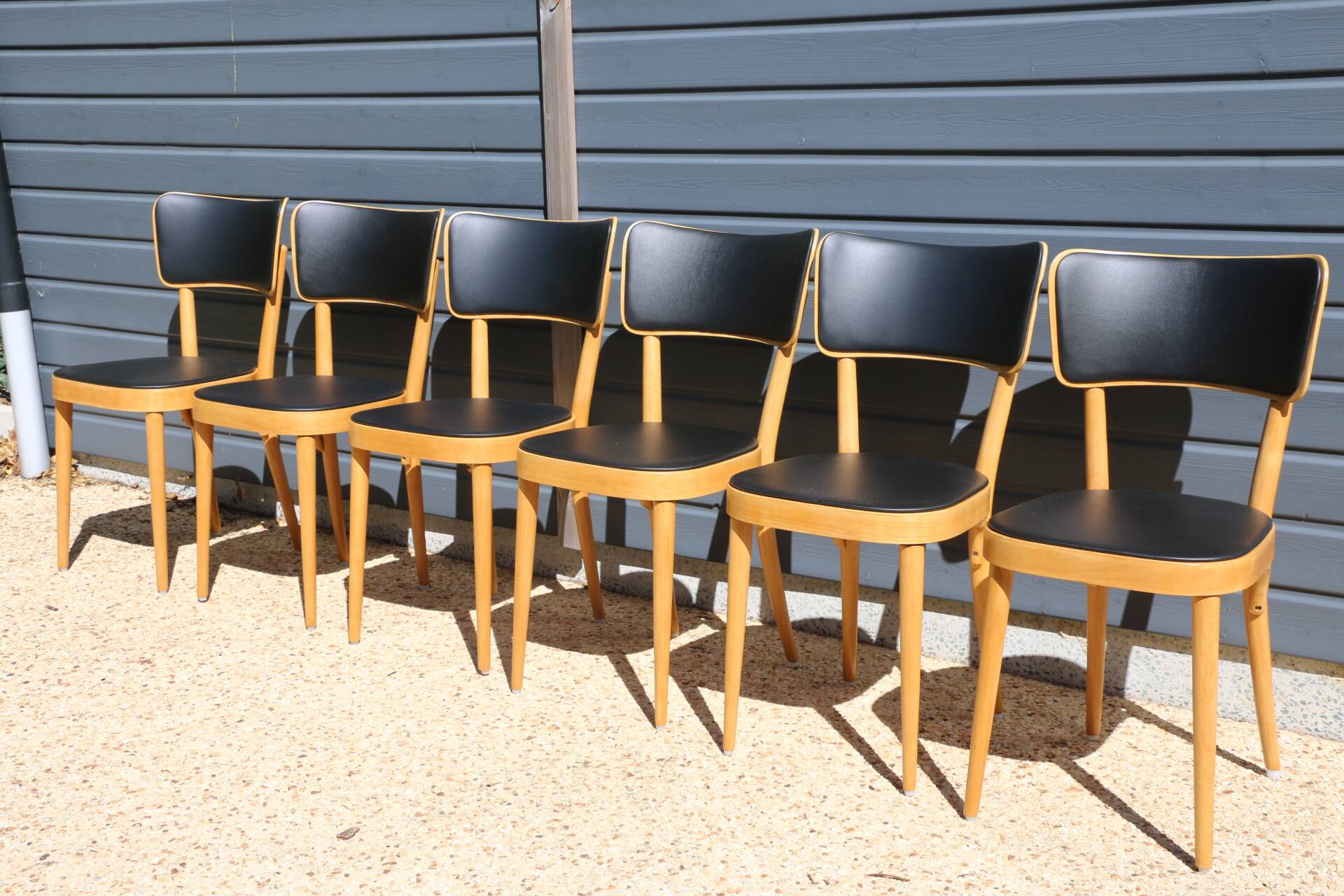 6 chaises baumann n°17 dos large skaï noir