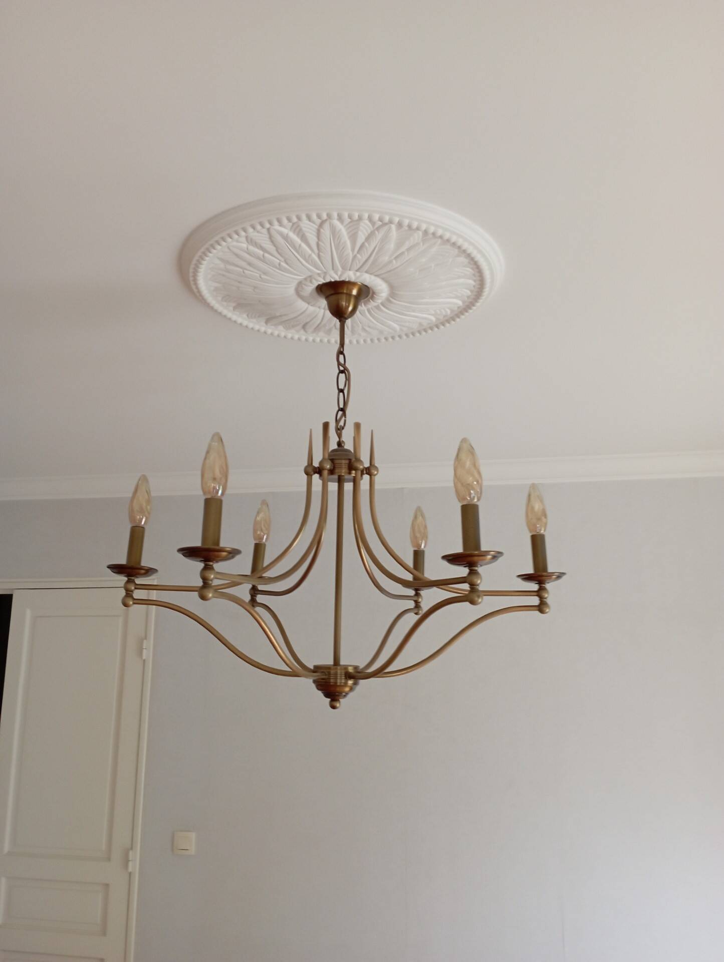 6-branched brass chandelier