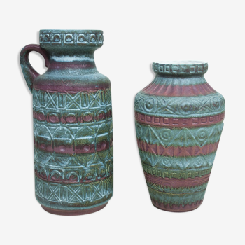 Set of 2 vases vintage Germany West ceramic by Bodo Mans for Bay Keramik