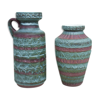 Set of 2 vases vintage Germany West ceramic by Bodo Mans for Bay Keramik