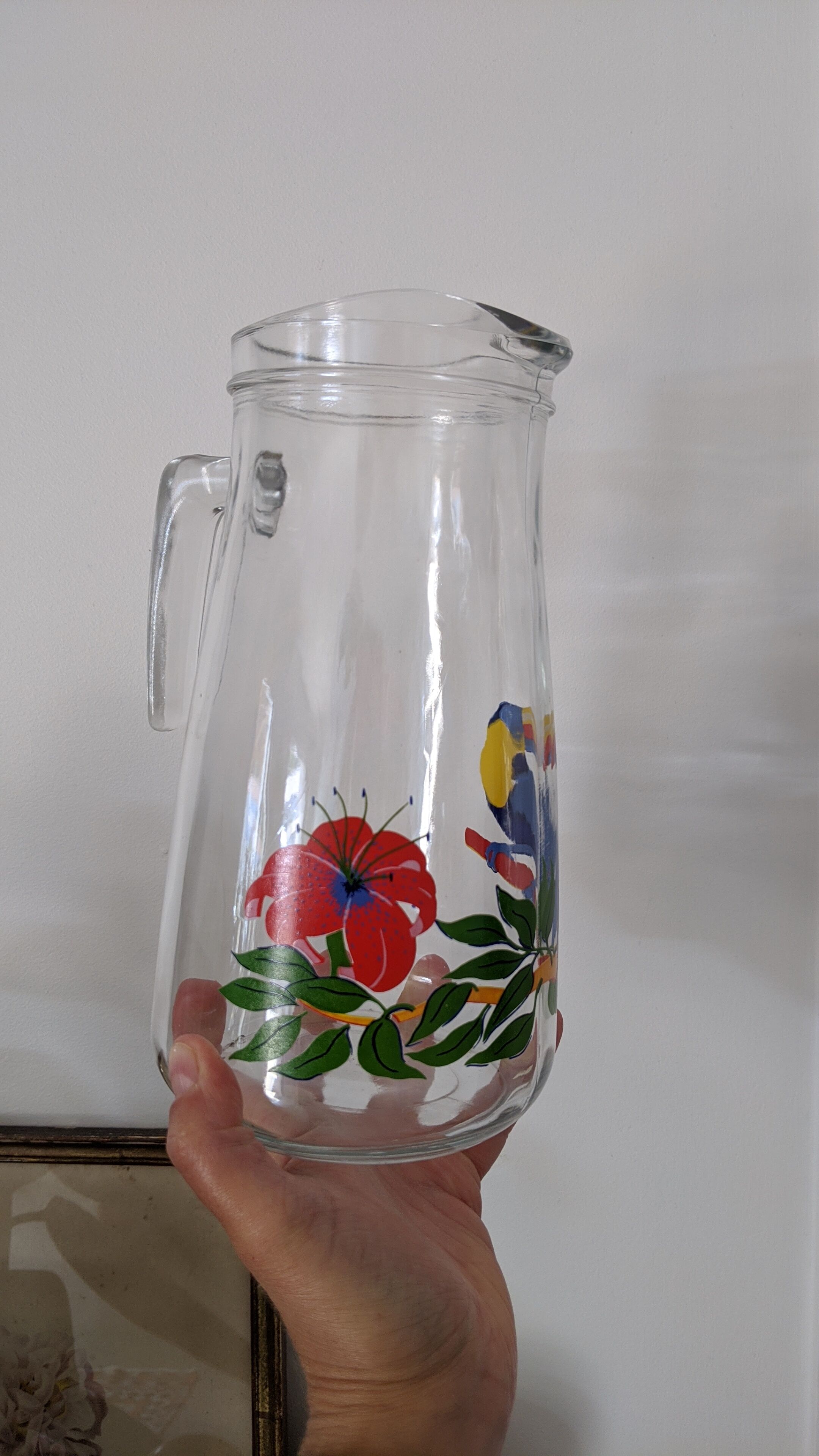 Tropical glass pitcher