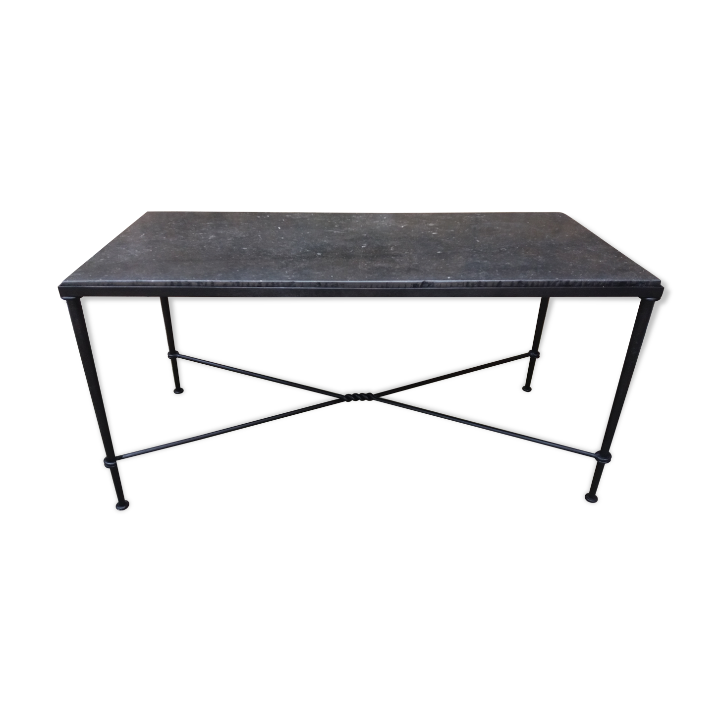 Wrought iron coffee table and marble top