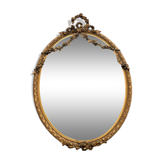Miroir oval à guirlandes de fleurs 31x45cm