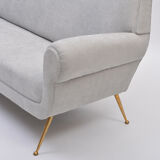 Reupholstered Grey Italian Mid-Century Modern sofa by Gigi Radice for Minotti