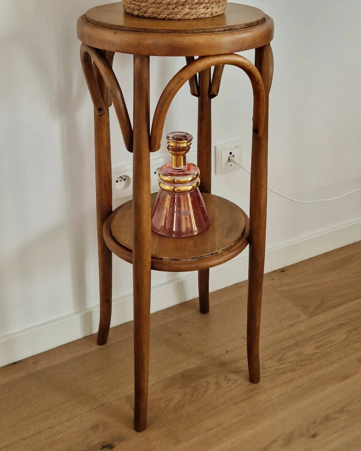 1940s curved wood side table