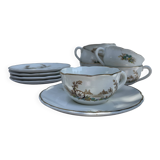 Vintage set of 5 porcelain plates and 5 cups – Digoin Sarreguemines