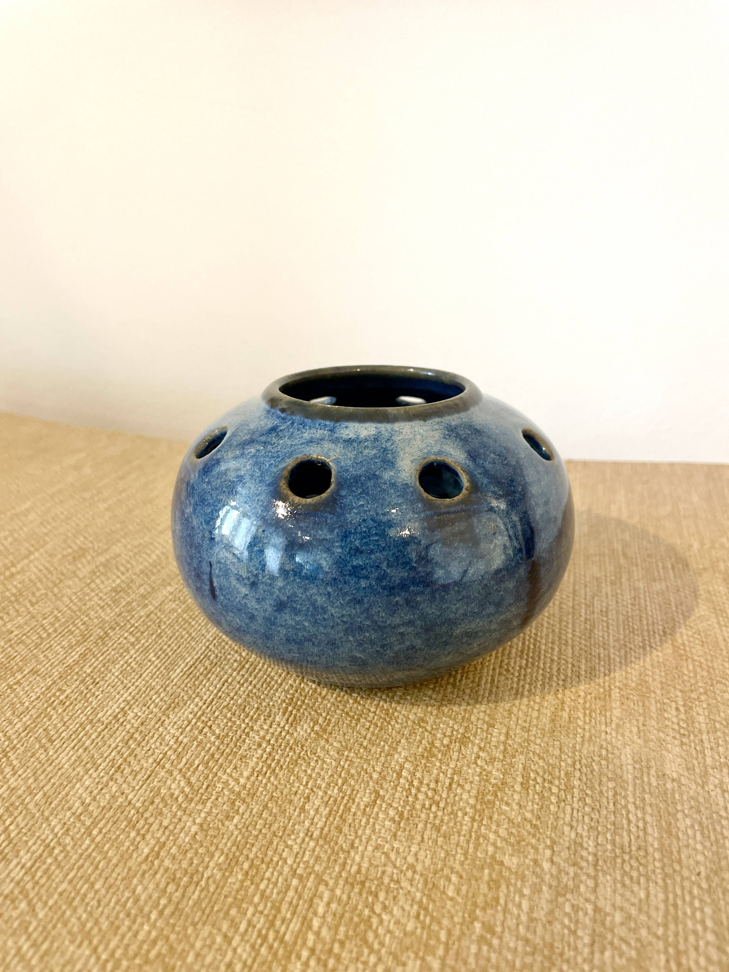 Blue ceramic flower vase