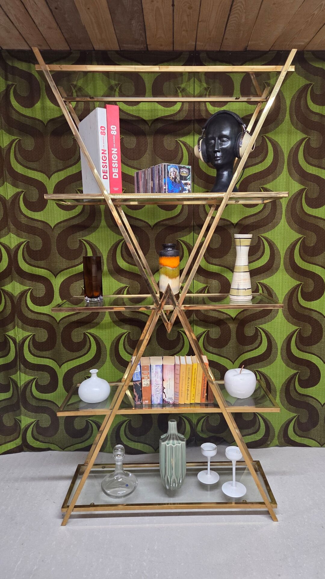 Etagère design en laiton année 80