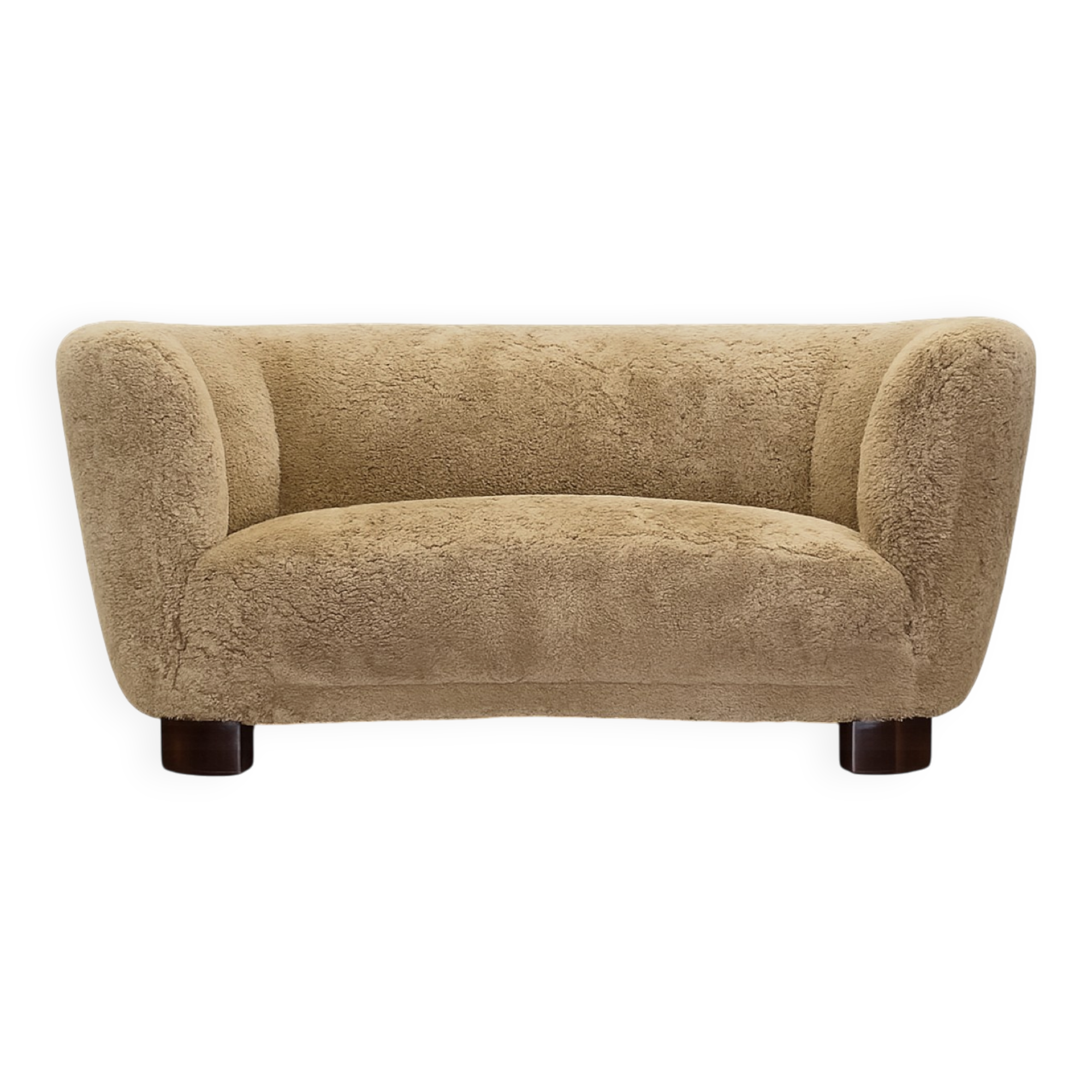 1950s banana sofa w/ lamb skin