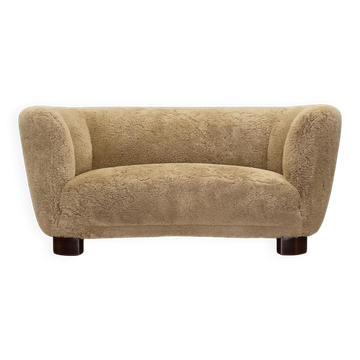 1950s banana sofa w/ lamb skin