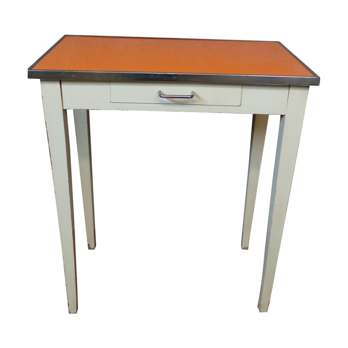Orange wood and formica table