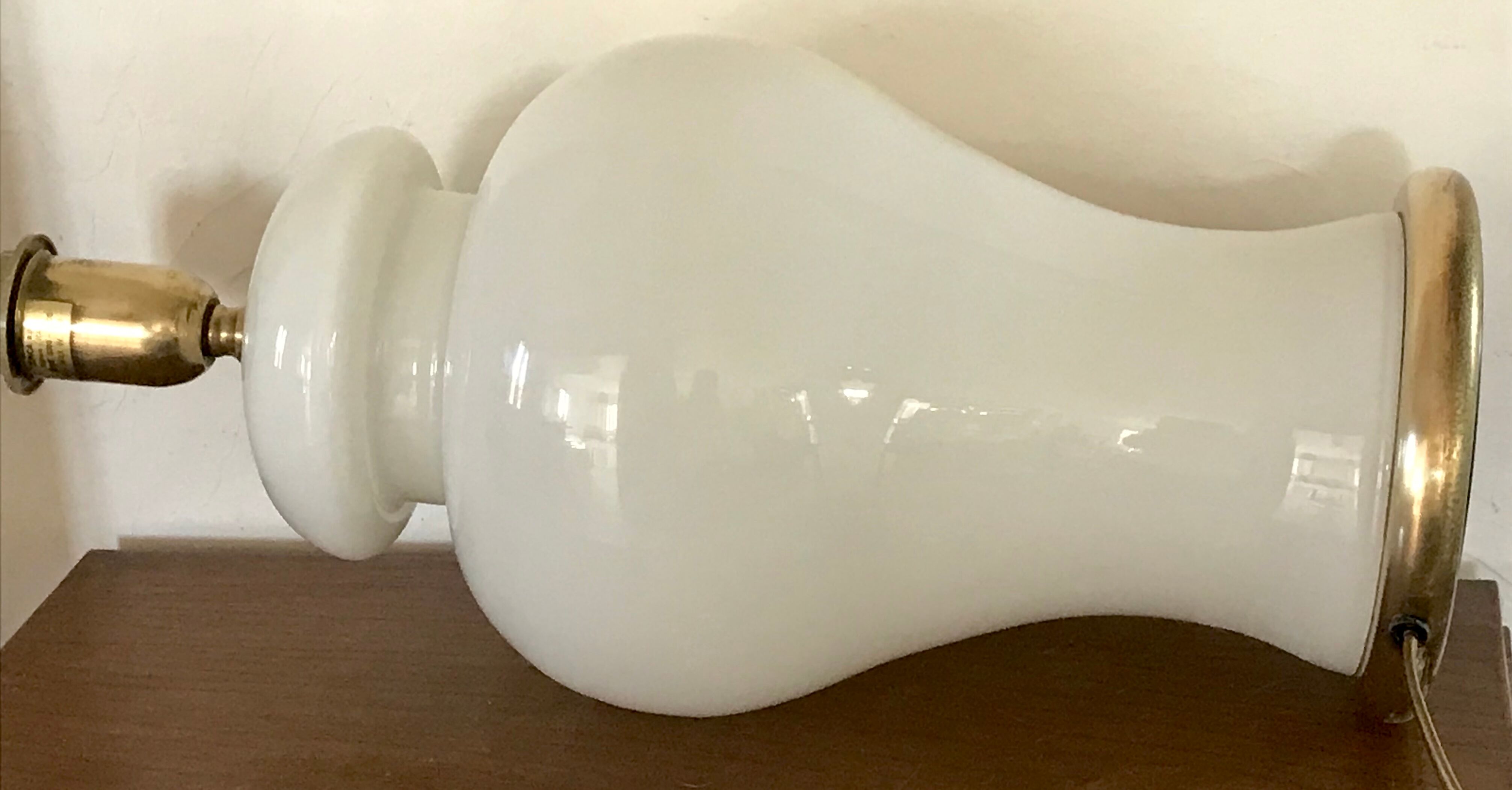 Vintage opaline lamp and brass 50 cm