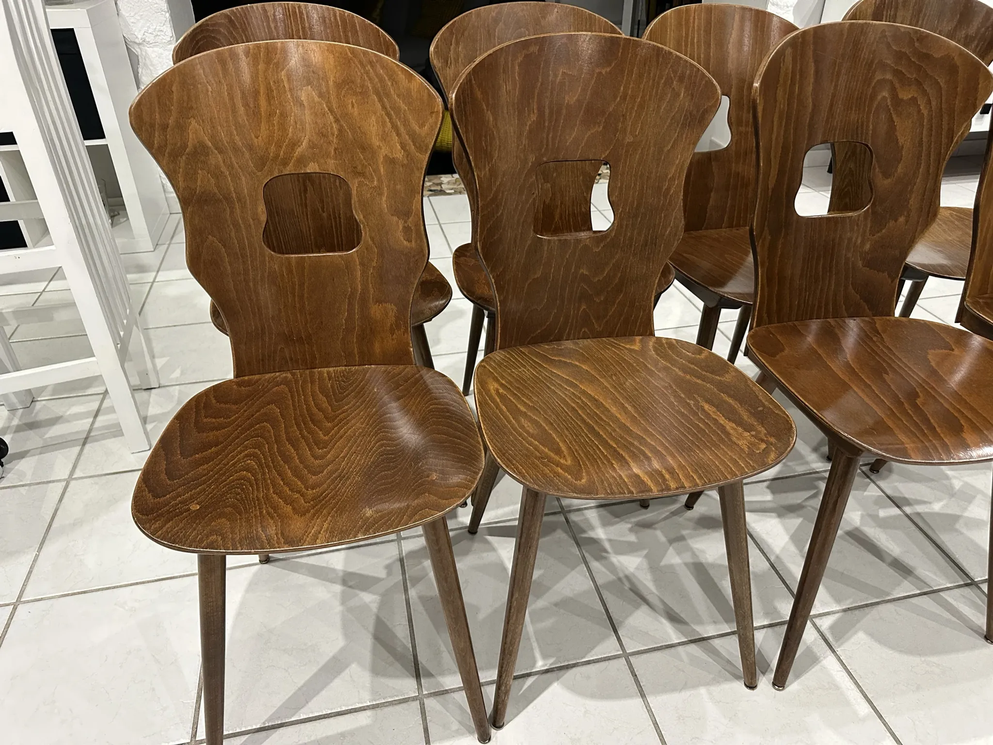 Set of 8 vintage Baumann bistro chairs from the 1970s.