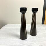 Pair of wooden candle holders