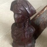 Pair of old andirons, Alsatian busts