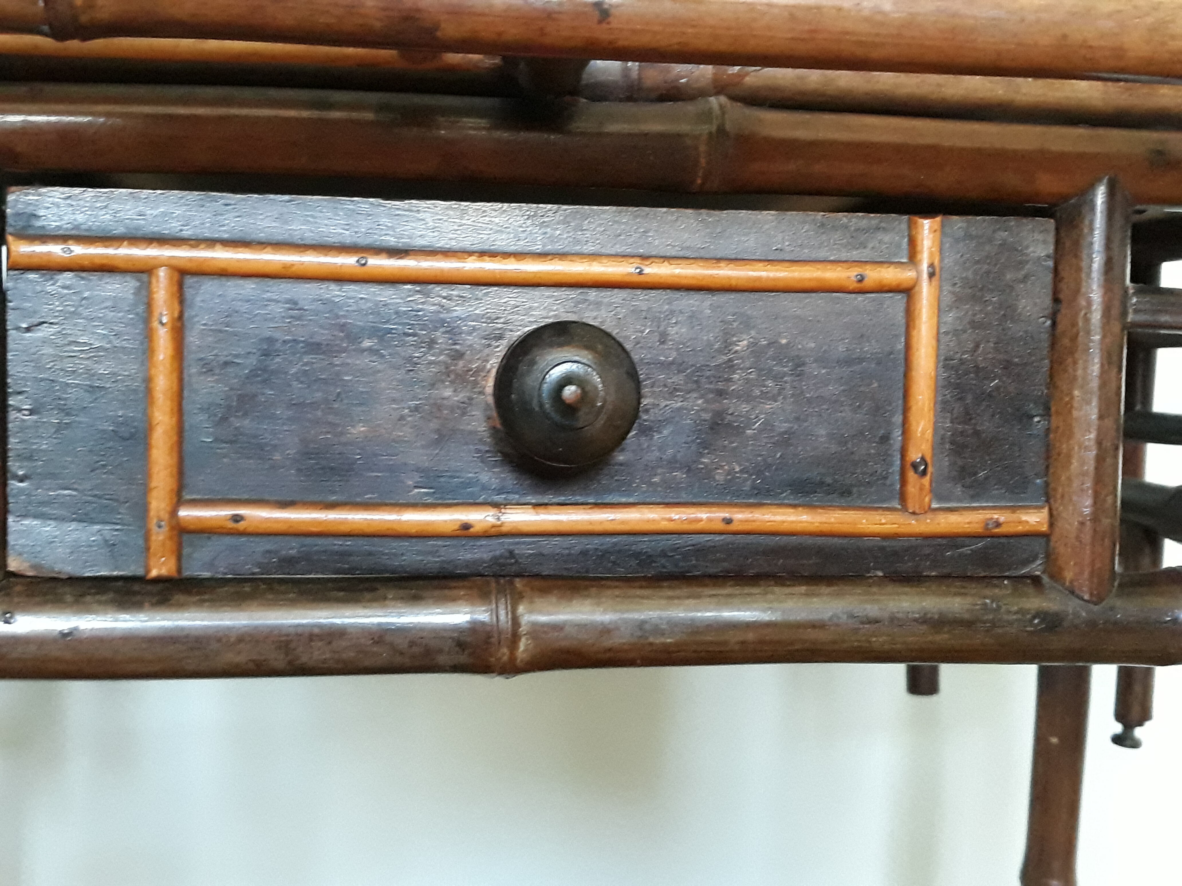 Bamboo and ceramic console Perret and Vibert